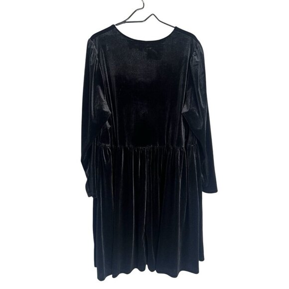 Ava & Viv Velvet Black Dress Rosette A-Line LBD 3X Cocktail Event Day To Night - Picture 7 of 8